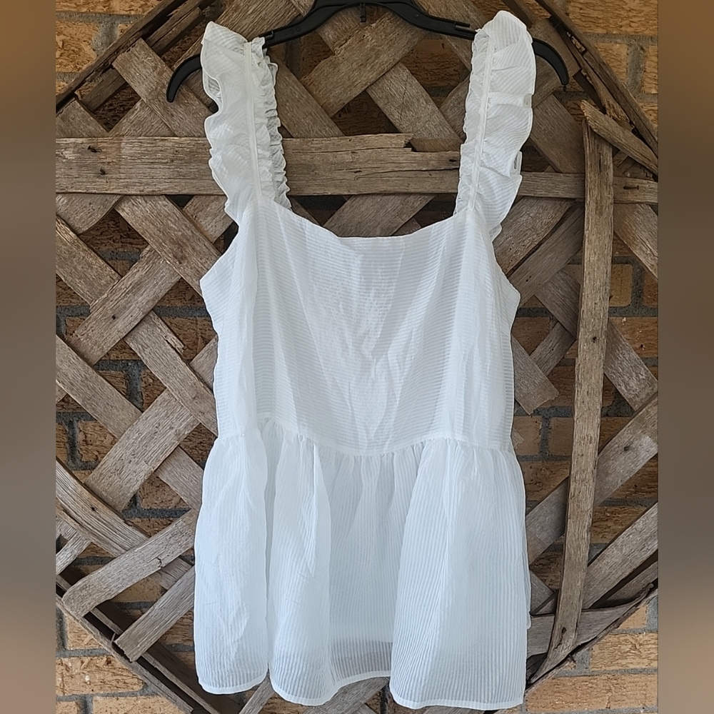 Hudson Gray White Flowy Tie Back Baby Doll Top Sleeveless Size L